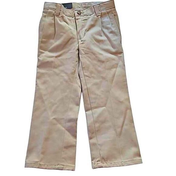 NWOT Chaps Boys School Uniform Pleated Twill Pants - Size 4 Regular Khaki - Picture 2 of 5
